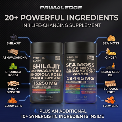PrimalEdge™ 24 in 1 Sea Moss & Shilajit Bundle