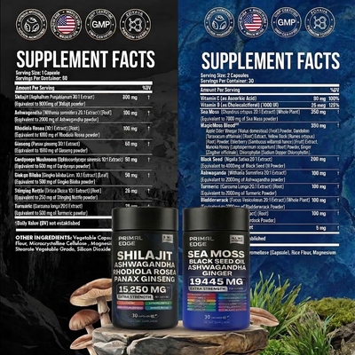 PrimalEdge™ 24 in 1 Sea Moss & Shilajit Bundle